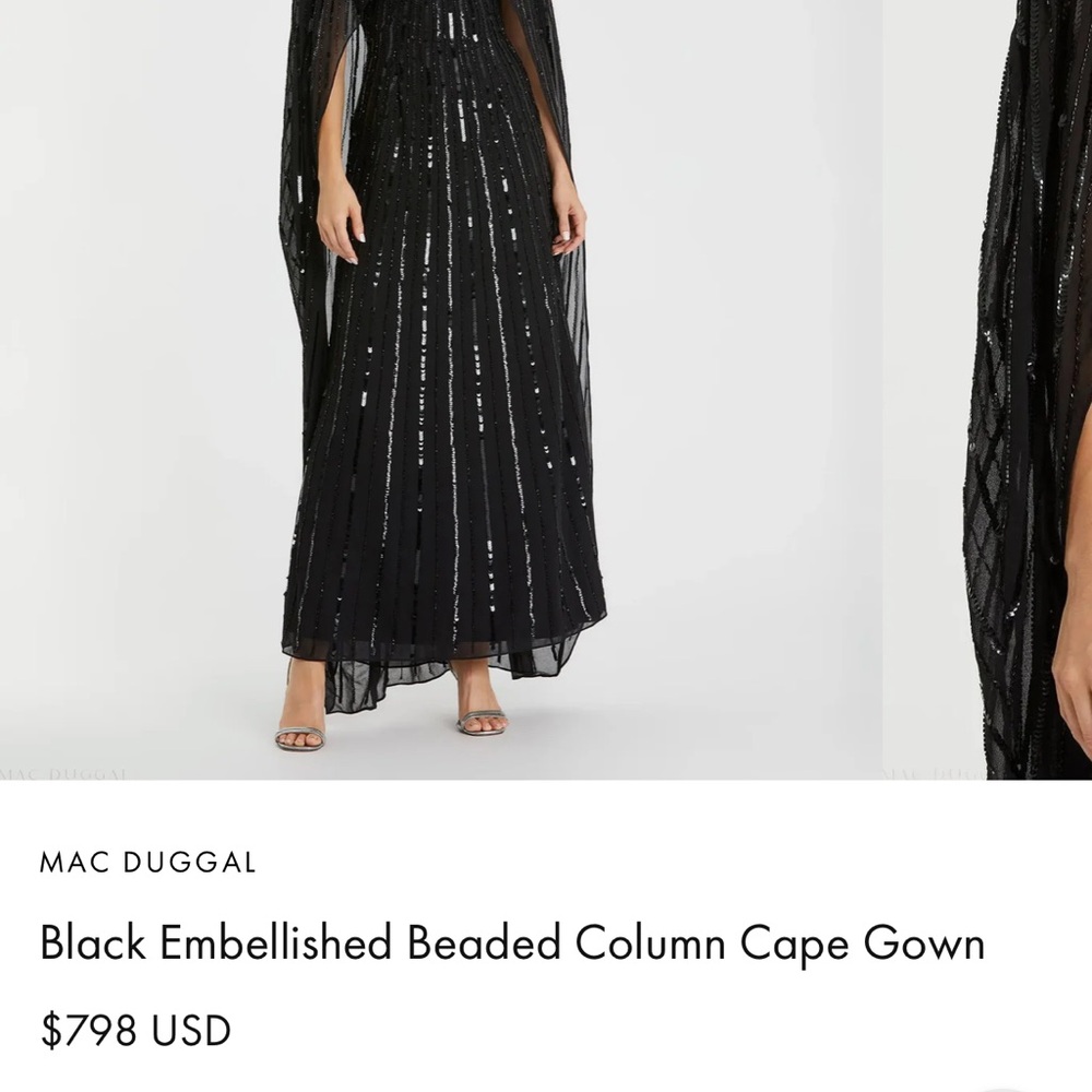 Mac Duggal Black and Gold Embellished Maxi Skirt